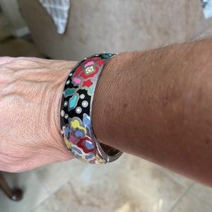 Brighton enamel hinged cuff bracelet with crystals